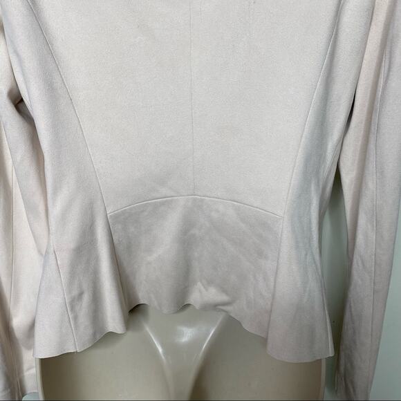 Zara Basic Open Front Drape Jacket Faux  Suede Cream sz S - Picture 9 of 9